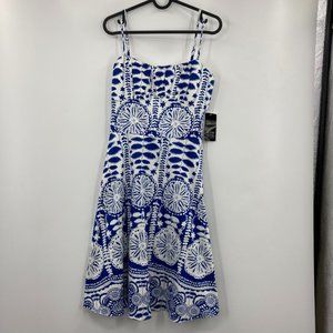 NWT Alyn Paige White Blue Starfish Coastal Midi Dress